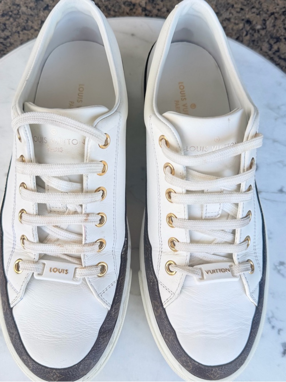 Authentic Certified Louis Vuitton Monogram Low-Top Leather Sneakers 38.5EU /8 US